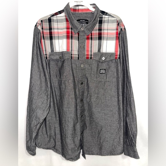Parish Nation Other - Parish Nation Shirt Long Sleeve Plaid Gray Elbow Patches Pockets Men’s Size  2XL